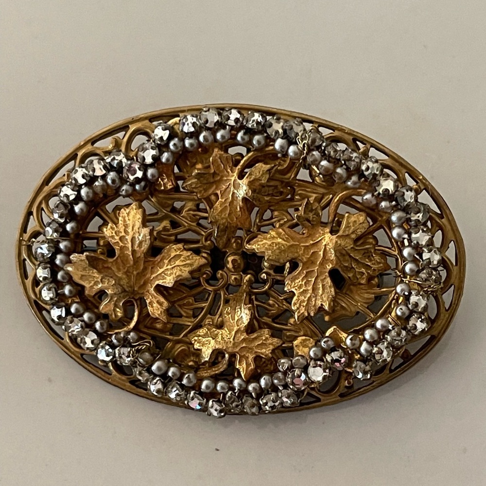 High Relief Dimensional Haskell Attributed Leaf Figural Vintage Brooch